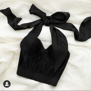 Sororite Vintage Black Silk Sleeve Bustier